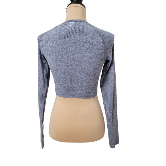Gymshark Size Unknown Marled Blue/Gray Vital Seamless Long Sleeve Crop Top - Picture 4 of 11
